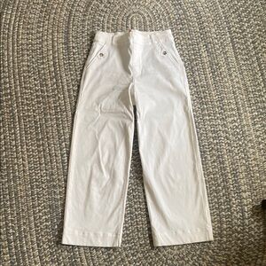 White Spanx wide leg twill crop